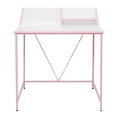 Retro Metal Ayaklı Bölmeli Çalışma Masası-Pembe/Beyaz 90x75x50 cm - 4