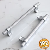 Hisar Krom Renk Metal Kulp 192 mm Tırtıklı Desen Mobilya Çekmece Mutfak Dolabı Dolap Kulpları Kulbu thumbnail 1