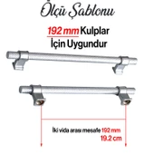 Hisar Krom Renk Metal Kulp 192 mm Tırtıklı Desen Mobilya Çekmece Mutfak Dolabı Dolap Kulpları Kulbu thumbnail 7