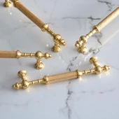 Ladin Altın Gold Metal Kulp 128 mm-12.8 cm Mobilya Çekmece Mutfak Dolabı Dolap Kapak Kulpları Kulbu thumbnail 8