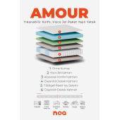 NOA YATAK Amour Yıkanabilir Kılıflı, Visco Jel Paket Yaylı Yatak - 9