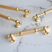 Ladin Altın Gold Metal Kulp 160 mm-16 cm Mobilya Mutfak Çekmece Dolabı Dolap Kapak Kulpları Kulbu thumbnail 4