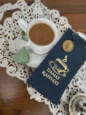 Gold Yaldızlı Siyah Çiçekli Mühürlü Damat Kahvesi Garson Peçete 1 Adet - 2