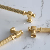 Talas Altın Çizgi Metal Kulp 128 mm 12.8 cm Mobilya Çekmece Mutfak Dolabı Dolap Kapak Kulpları Kulbu thumbnail 6