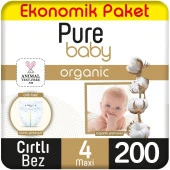 Pure Baby Organik Bebek Bezi Ekonomik Paket 4 Beden 100x2 200 Adet - 1