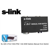 S-Link Sl-325 2 Port Vga+Ps2 1.8M M/M Kablolu Manuel Kvm Switch - 2