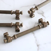 Talas Eskitme Antik Sarı Çizgili Metal 192 mm 19.2 cm Mobilya Mutfak Dolap Kulpu Kulbu Kulpları - 7