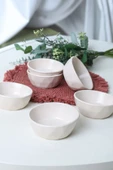 Keramika Mat Krem Kristal Çerezlik / Sosluk 12 Cm 6 Adet 950 - 1