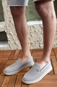 Terry Erkek Gri Garantili Rahat Dikişli Esnek Hakiki Deri Detaylı Triko Loafer TERRY-7992 - 6