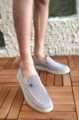 Terry Erkek Gri Garantili Rahat Dikişli Esnek Hakiki Deri Detaylı Triko Loafer TERRY-7992 - 4