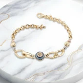 Nazar Boncuklu 925 Ayar Gümüş Hallow Bileklik thumbnail 1