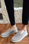 Terry Erkek Gri Garantili Rahat Dikişli Esnek Hakiki Deri Detaylı Triko Loafer TERRY-7992 - 3