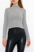 Yarım Balıkçı Crop Triko Gri - 885.1319. - 1