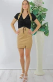 Ön Büzgülü Crop Bluz Siyah - 1293.33 - 3