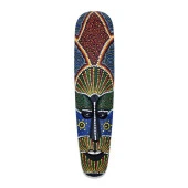 Ahşap Aborjin Mask 50 cm Renkli Duvar Dekoru Maske - 1
