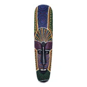 Ahşap Aborjin Mask 50 cm Renkli Duvar Dekoru Maske - 2