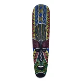 Ahşap Aborjin Mask 50 cm Renkli Duvar Dekoru Maske - 3
