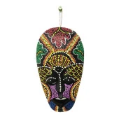 Ahşap Aborjin Mask 20 cm Renkli Duvar Dekoru Maske - 1