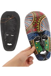 Ahşap Aborjin Mask 20 cm Renkli Duvar Dekoru Maske - 7