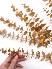 Nettenevime Yapay Çiçek Gold Altın Renk Okaliptus 3Dallı Uzun Dal 76cm Eucalyptus thumbnail 7
