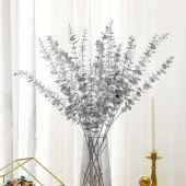 Yapay Çiçek Gümüş Renk Okaliptus 3Dallı Uzun Dal 76cm Eucalyptus - 4