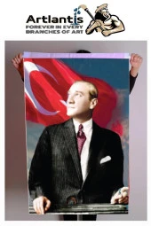 Atatürk Baskılı Türk Bayrağı 70x105 cm 1 Paket Dijital Baskı Bayraklı Atatürk Posteri Raşel Kumaş İç ve Dış Ortama Uygundur - 2