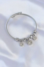 316L Çelik Gümüş Renk Zirkon Taşlı Cartier Model Charm Bileklik - EBJ240613W24948 - 1