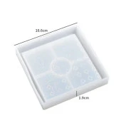 10,6cm x 10,6cm Hologramlı Kare Bardak Altı Kalıbı - Kod:531 - 1