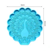 Reçine Epoksi Kalıp - Tavus Kuşu Bardak Altı Nihale - 993 - 1