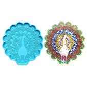 Reçine Epoksi Kalıp - Tavus Kuşu Bardak Altı Nihale - 993 - 2