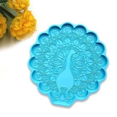 Reçine Epoksi Kalıp - Tavus Kuşu Bardak Altı Nihale - 993 - 3