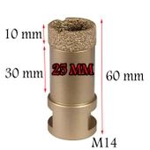 Granit Mermer Seramik Fayans Delici Panç 25 mm M14 Girişli - 2