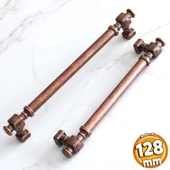 Talas Eskitme Antik Bakır Düz Metal 128 mm 12.8 cm Mobilya Mutfak Dolabı Dolap Kulpu Kulbu Kulpları thumbnail 1