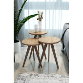 Atlantik Çam Ahşap 3'lü Zigon Sehpa Seti - Modern Ve Şık Tasarım, Çok Amaçlı Kullanım, Dayanıklı ve Estetik - 1