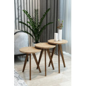 Atlantik Çam Ahşap 3'lü Zigon Sehpa Seti - Modern Ve Şık Tasarım, Çok Amaçlı Kullanım, Dayanıklı ve Estetik - 2