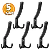 5 Adet Noktalı Portmanto Askı Vestiyer Duvar Dolap Elbise Askısı Siyah Metal Mobilya Kapı Askılığı Askılık - 1