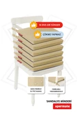 XPERMATE Fermuarlı 6'lı Sandalye Minderi Su İtici Kumaş 40x40 cm Sünger Sandalye Minderi Bağcıklı Bej thumbnail 2