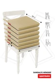 XPERMATE Fermuarlı 6'lı Sandalye Minderi Su İtici Kumaş 40x40 cm Sünger Sandalye Minderi Bağcıklı Bej thumbnail 4