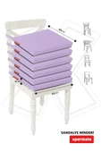 XPERMATE  Fermuarlı 6'lı Sandalye Minderi Su İtici Kumaş 40x40 cm Sünger Sandalye Minderi Bağcıklı Lila thumbnail 4