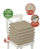 XPERMATE Fermuarlı 6'lı Sandalye Minderi Su İtici Kumaş 40x40 cm Sünger Sandalye Minderi Bağcıklı Bej - 3