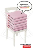 XPERMATE 6'lı Sandalye Minderi Su İtici Kumaş 40x40 cm Sünger Sandalye Minderi Bağcıklı Pembe thumbnail 1