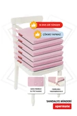 XPERMATE 6'lı Sandalye Minderi Su İtici Kumaş 40x40 cm Sünger Sandalye Minderi Bağcıklı Pembe thumbnail 2