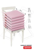 XPERMATE 6'lı Sandalye Minderi Su İtici Kumaş 40x40 cm Sünger Sandalye Minderi Bağcıklı Pembe thumbnail 4
