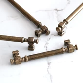 Talas Eskitme Antik Sarı Düz Metal 192 mm 19.2 cm Mobilya Mutfak Çekmece Dolap Kulpu Kulbu Kulpları thumbnail 7