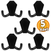 5 Adet Villa Portmanto Askı Vestiyer Duvar Dolap Elbise Askısı Siyah Metal Mobilya Kapı Askılığı thumbnail 1