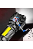 Ultra Parlak El Feneri Usb Şarj 4 Led+yan Cob Led Taktik Günlük Hayat Kamp Avcılık El Feneri - 6
