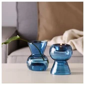 IKEA STOCKHOLM  Dekoratif Vazo Tealight Cam Mumluk 12 cm Mavi - 2
