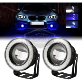 Peugeot 301 2012-2021 Uyumlu Üniversal Mercekli Angel Sis Farı Metal Su Geçirmez 76 mm Mavi Halkalı Gündüz Farı Angel Eyes 2 Adet thumbnail 7