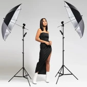 Godox UB-008 33" 84cm Gümüş Şemsiye Tek Duylu İkili Set Bundle - 1