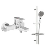 ECA Dalia Banyo Bataryası + T-MAY Gediz Kare Borulu Hareketli Sürgülü Duş Seti Üst Takımı thumbnail 1